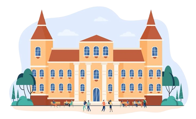 Young people walking front college university flat illustration 74855 14224 removebg preview